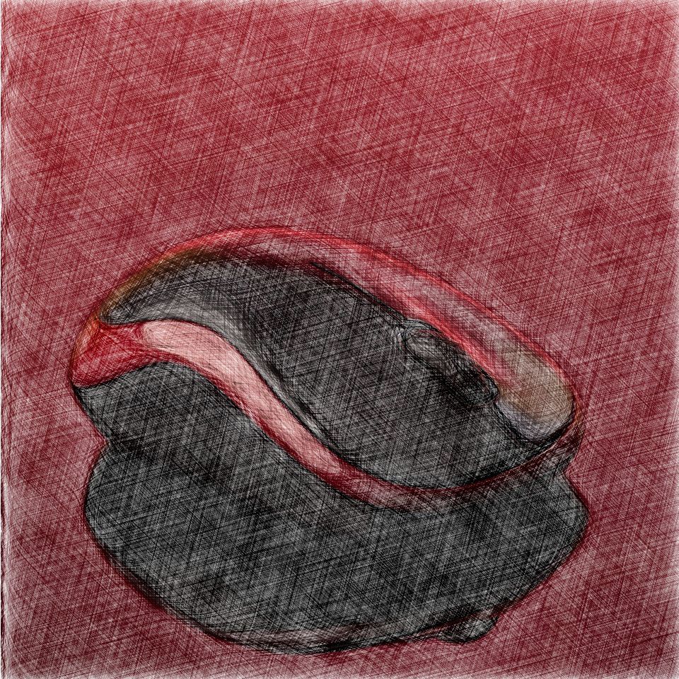 mouse on glossy red background