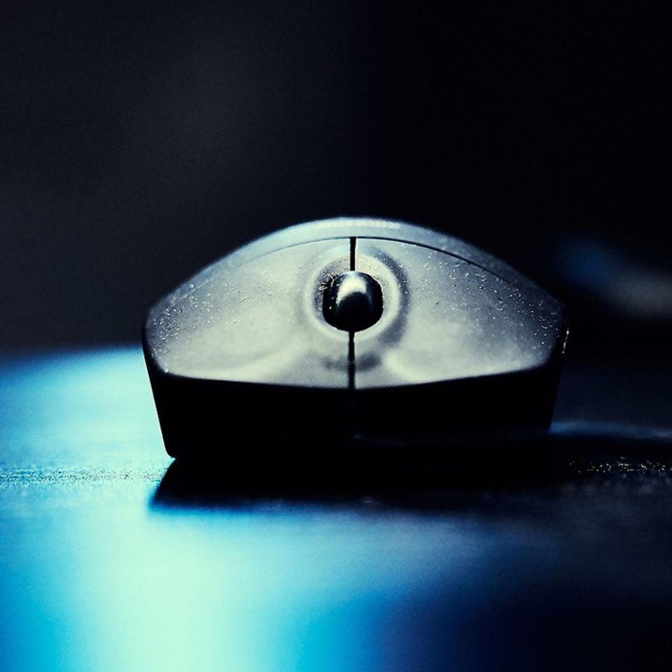 front mouse on blue background